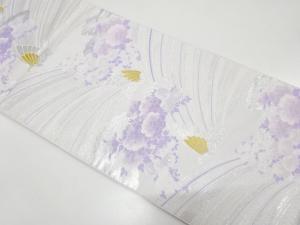 蝶に牡丹・菊模様織り出し　袋帯